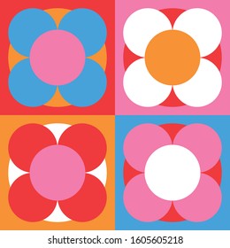 Abstract Decoration Flower Background. Scandinavian Retro Style. Vector Floral Pattern. Vintage Flowers. Nature Pattern.