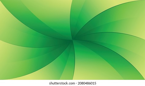 Abstract Decoration Green Soft Color Poster Cover. Abstract Geometric Template with Umbrella Shaped Gradient. 3d Vector Drawing. Luxury Paper Background.