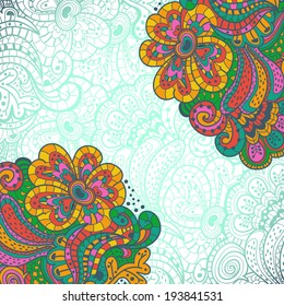Abstract decoration, invitation card with abstract flowers. Vector illustration