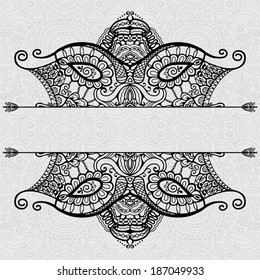 Abstract decoration, lace frame border pattern, ethnic ornament, hand drawn artwork, vector illustration