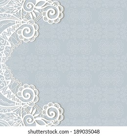 Abstract decoration, lace frame border pattern, invitation card design, ethnic ornament, hand drawn artwork, vector illustration