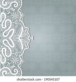 Abstract decoration, lace frame border pattern, invitation card design, floral and geometric ornament, hand drawn artwork, vector illustration