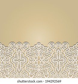 Abstract decoration, lace frame border pattern, invitation card design, floral and geometric ornament, hand drawn artwork, vector illustration