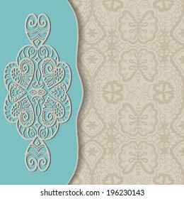 Abstract decoration, lace frame border pattern, invitation card design, floral and geometric ornament, hand drawn artwork, vector illustration