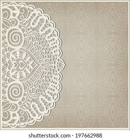Abstract decoration, lace frame border pattern, ethnic ornament, invitation card design