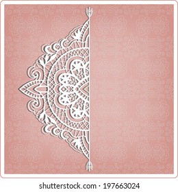 Abstract decoration, lace frame border pattern, ethnic ornament, invitation card design