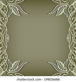 Abstract decoration, lace frame border pattern, ethnic ornament, invitation card design
