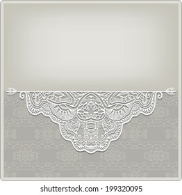 Abstract decoration, lace frame border pattern, ethnic ornament, wedding invitation birthday card design