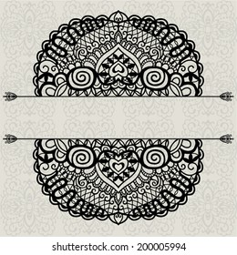 Abstract decoration, lace frame border pattern, ornamental background, invitation card design
