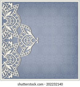 Abstract decoration, lace frame border pattern, ornamental pattern, wedding invitation card with place for your text
