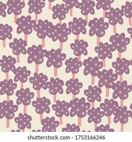 Abstract decoration tree with leaves and fruit seamless pattern on light background. Decorative backdrop for fabric design, textile print, wrapping paper, cover. Doodle vector illustration 