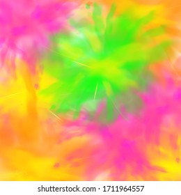 Fondo decorativo abstracto o pancarta con mezcla y mezcla de nubes pigmentarias de pintura seca, ilustración vectorial realista. Explosión de neones brillantes.