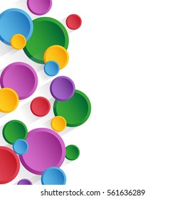 Abstract decorative background bright colored circles on a white background, vector illustration