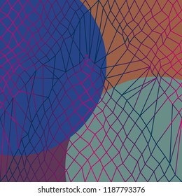 Abstract decorative background consisting of mesh and colored circles.
