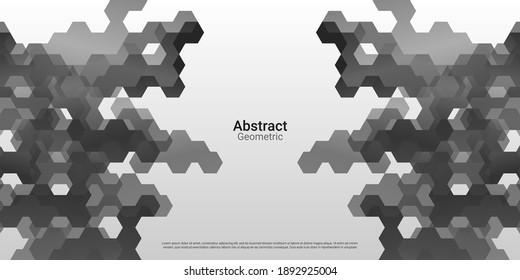 Resumen de fondo decorativo con formas geométricas en negro, gris y blanco. Es adecuado para afiches, volantes, banners, sitios web, etc. Ilustración vectorial