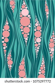 Abstract decorative background. Green and pastel pink colors. Botanical rhythm ornament