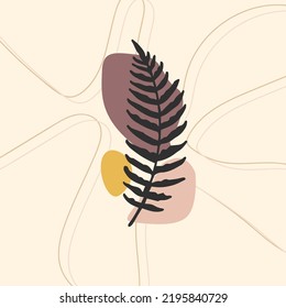 Resumen de fondo decorativo con hojas al estilo boho