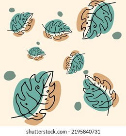 Resumen de fondo decorativo con hojas al estilo boho