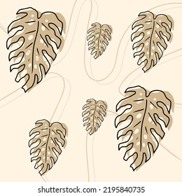 Abstract decorative background with leaves in boho style