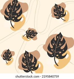 Resumen de fondo decorativo con hojas al estilo boho