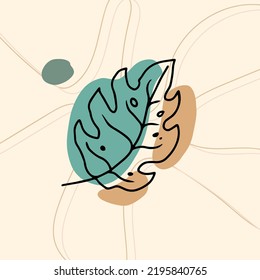 Resumen de fondo decorativo con hojas al estilo boho