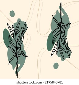 Abstract decorative background with leaves in boho style