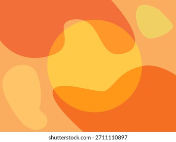 Abstractas fondo decorativo con Formas orgánicas y un circulo, con colores de amarillo, naranja y semi rojo.