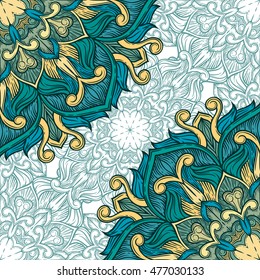 Abstract decorative background. Ornament with mosaic elements. Vintage floral styling to design cards, corporate identity, textiles. Kaleidoscope. Graphics.