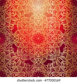 Abstract decorative background. Ornament with mosaic elements. Vintage floral styling to design cards, corporate identity, textiles. Kaleidoscope. Graphics.