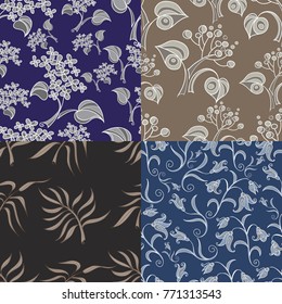Abstract decorative background (pattern)-set (kit). Suitable for textile, wallpaper, wrapping, packaging. Vector illustration.