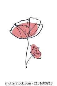 Abstract decorative background poster with flower and leaves and geometric shapes. Poster for print, cover, wallpaper, minimal and natural wall art in boho style.