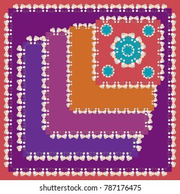 Abstract decorative background. Vector cover design. Design of  tile, carpet, tablecloth fabric, cushion, pillow, bags.  All elements are located on separate layers. All items can be easily edited. 