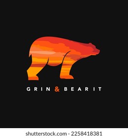 Abstract decorative bear shape with sunset color