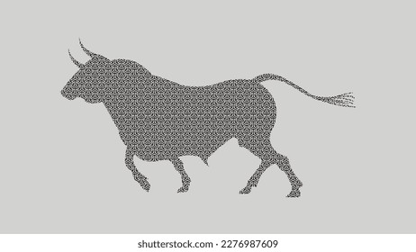 Abstract decorative beef bull toro vector illustration, Isolated vector bull animal.