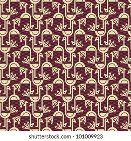 Abstract decorative birds and eggs background. Seamless pattern. Vector.