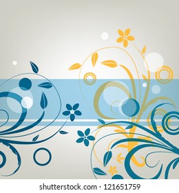 abstract decorative blue floral design,vector