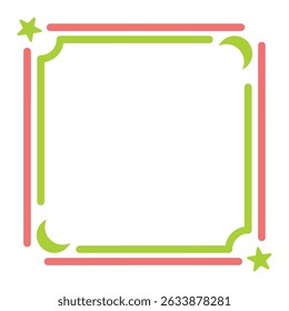abstract decorative boho border decorative frame with moon and star