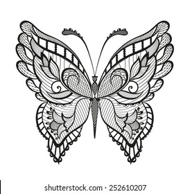 Abstract decorative butterfly. Reminiscent of lace, it is designed to decorate