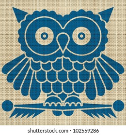 Abstract decorative canvas textured owl print background. Vector.