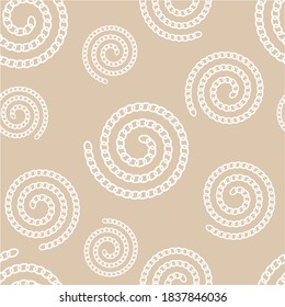 Cadena decorativa abstracta con espirales de fondo beige. Diseño de vectores para impresiones y fondos de moda. Ilustración EPS10.
