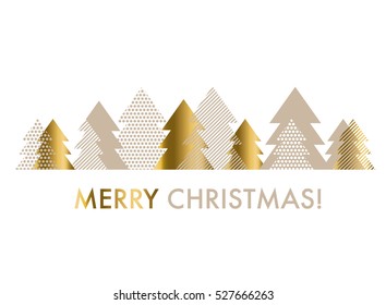 abstract decorative Christmas vector illustration. gold and beige pale color winter festive background. xmas tree luxury pastel color header or card.
