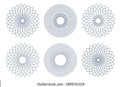 Abstract decorative circle design elements set. Vector art.