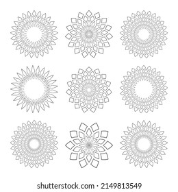 Abstract decorative circle design elements. Vector art.