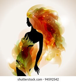 abstract  decorative composition with girl