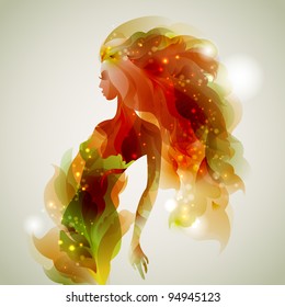 abstract  decorative composition with girl