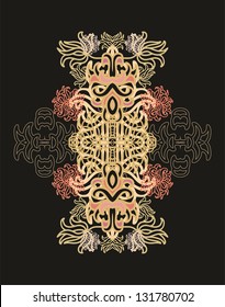 Abstract decorative composition, japanese style on dark background