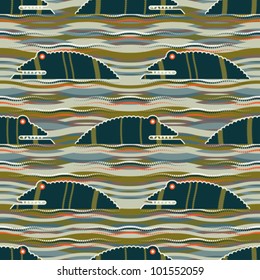 Abstract decorative crocodiles print background. Seamless pattern. Vector.