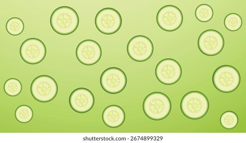 Abstract Decorative Cucumber Slice Seamless Pattern Vector Illustration for Organic Background
