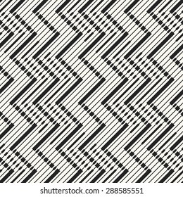 Abstract decorative dashed stroke zigzag textured background. Seamless pattern.