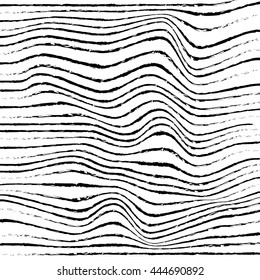 Abstract decorative diagonal crumpled wavy striped textured background. Black and white colors.Abstract black and white silky stripes vector background.Vector.eps10
